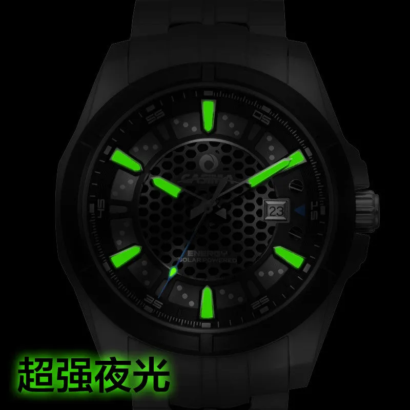 Fashion watches men watch sports stainless steel solar energy charge strongest luminous waterproof 100m