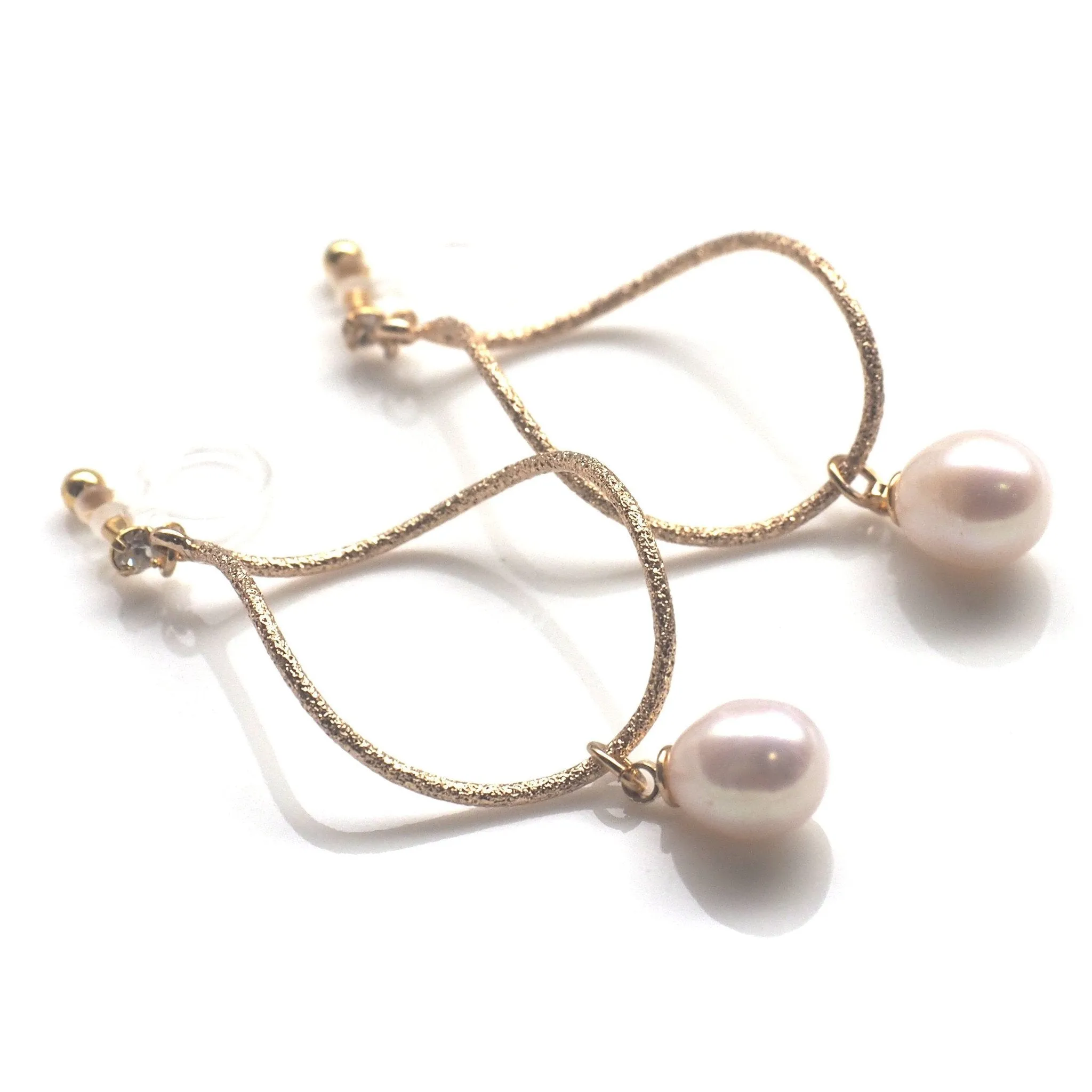 Freshwater pearl invisible clip on hoop earrings