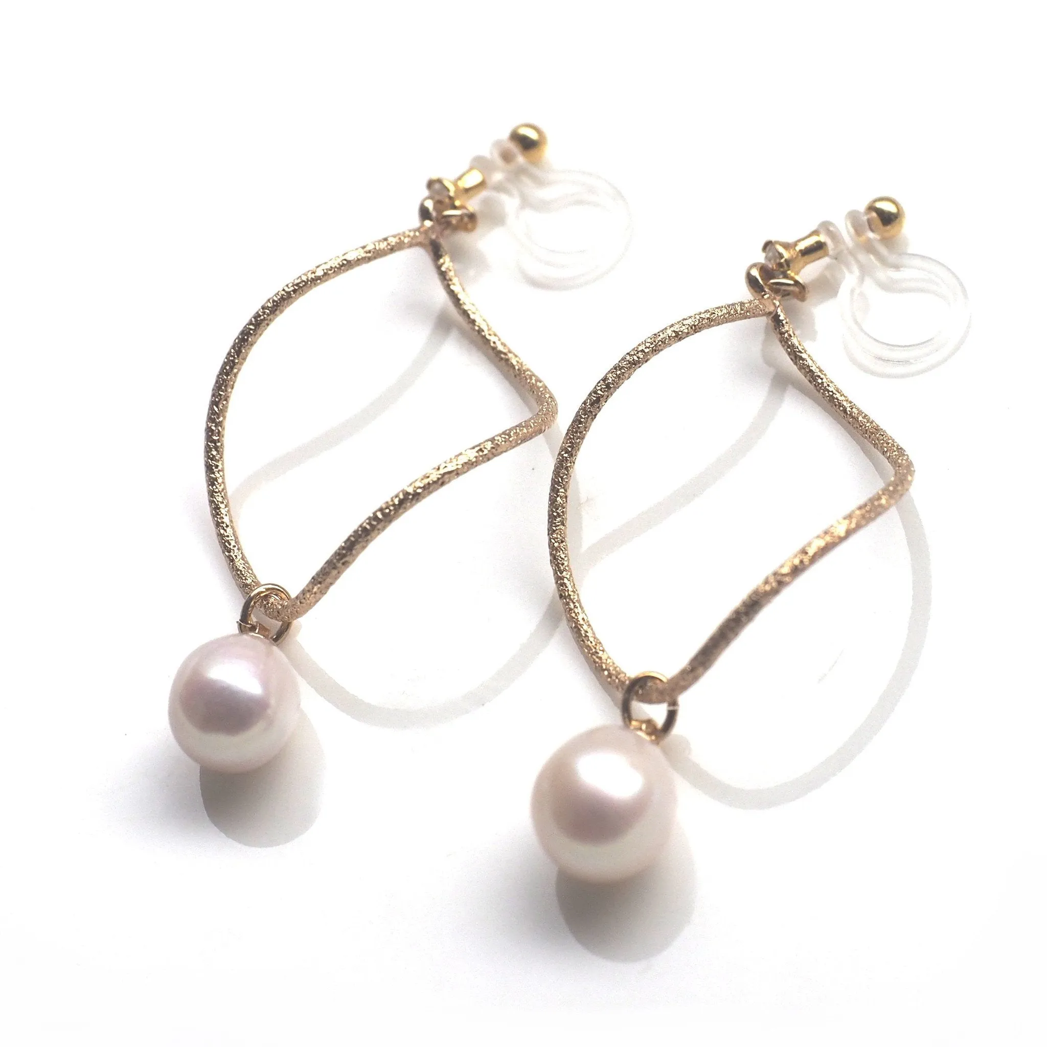 Freshwater pearl invisible clip on hoop earrings