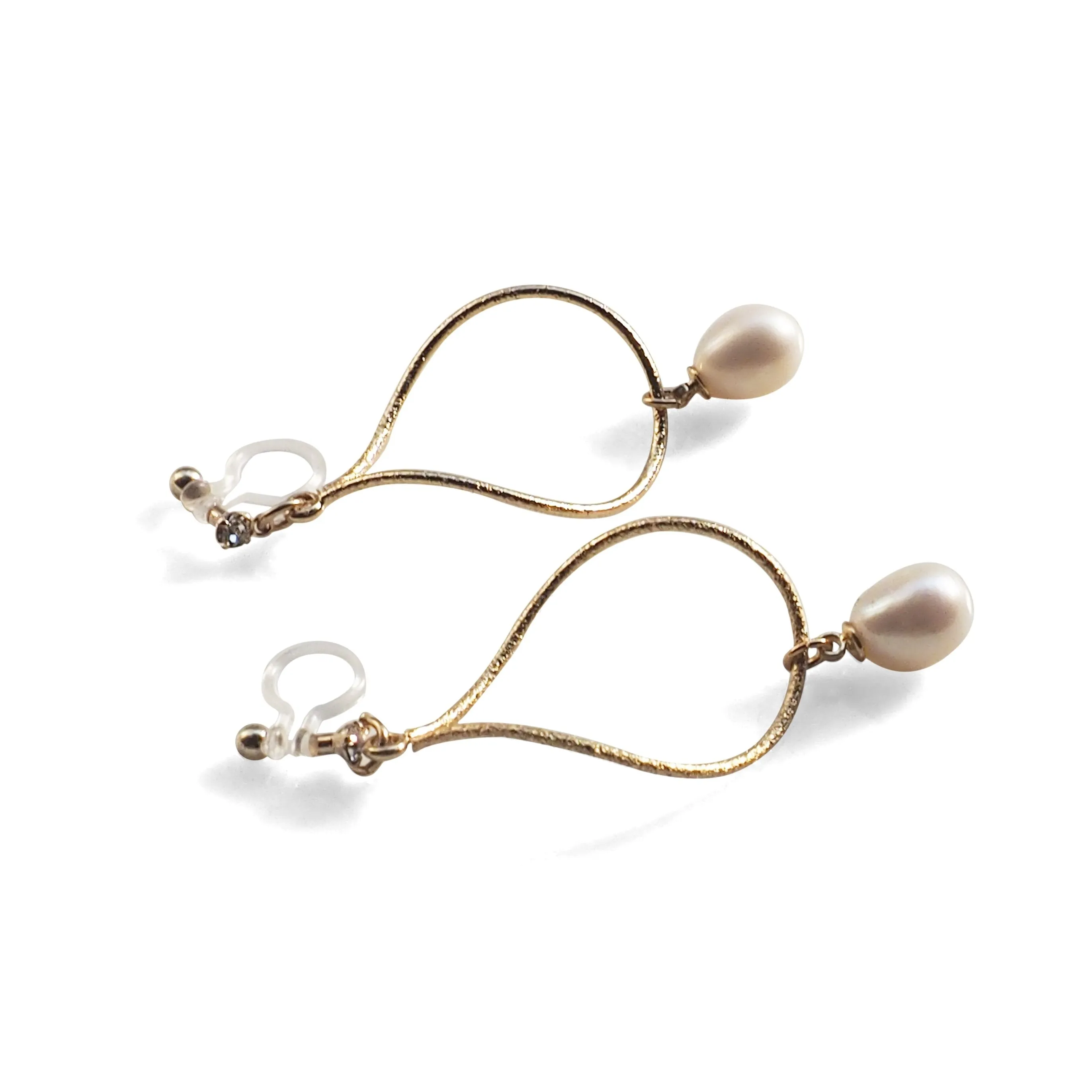 Freshwater pearl invisible clip on hoop earrings