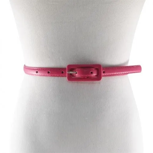 Fuchsia Skinny Belt with Covered Rectangle Buckle