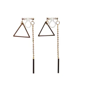 Gold Double-Sided Triangle and Bar Invisible Clip On Earrings