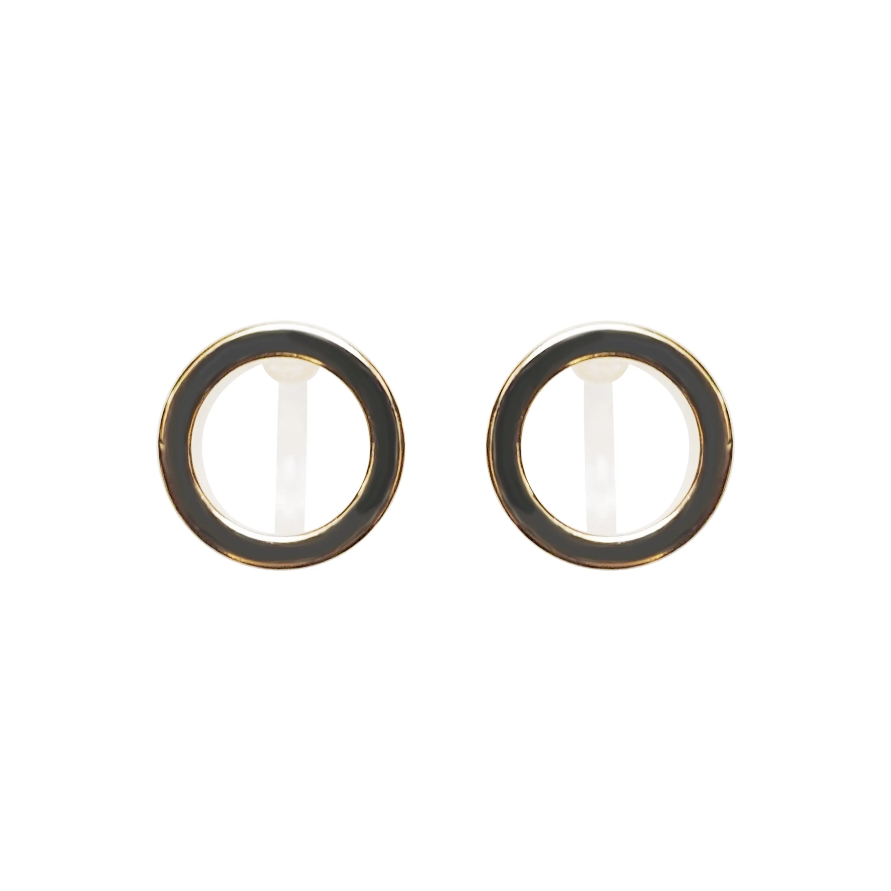 Gold Open Circle Invisible Clip On Stud Earrings