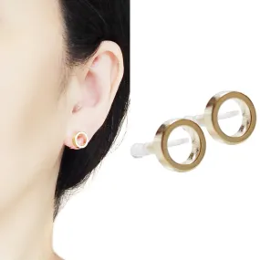 Gold Open Circle Invisible Clip On Stud Earrings