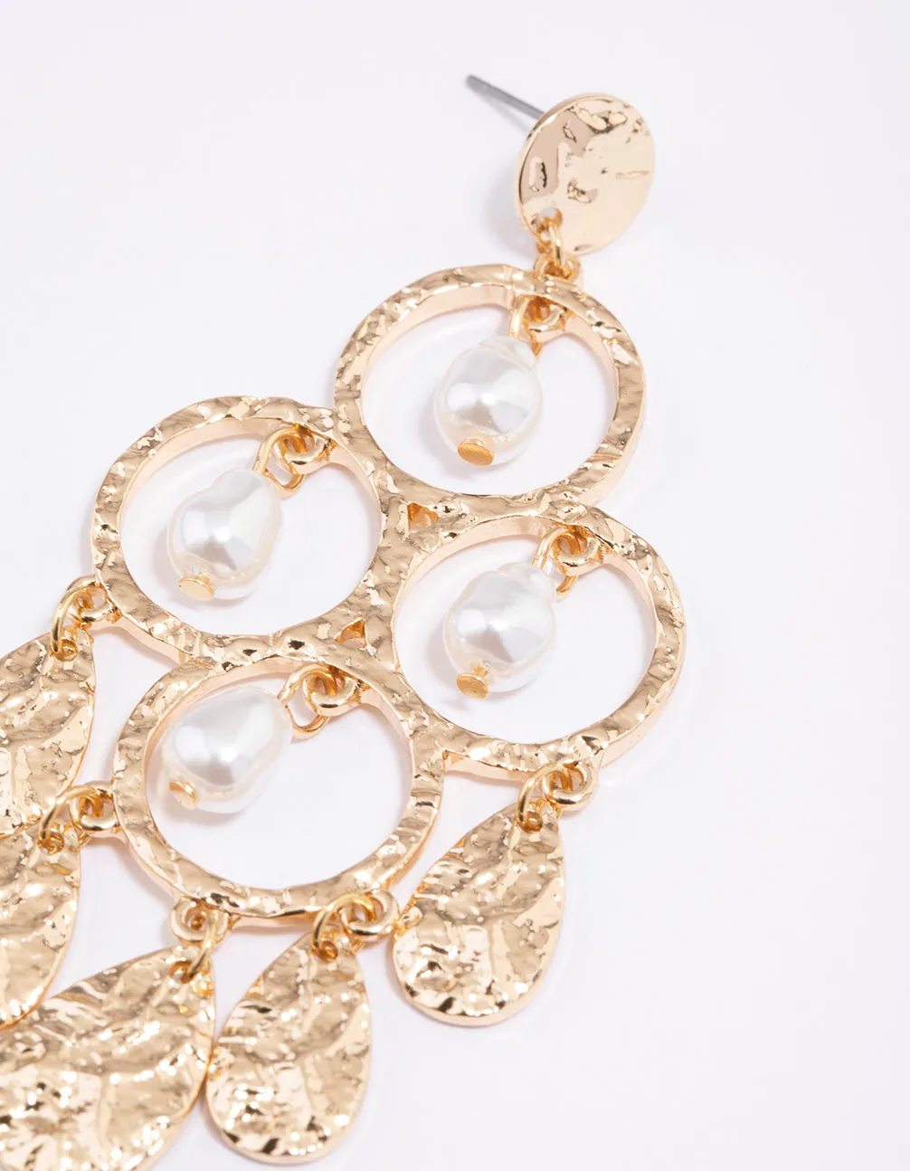 Gold Textured Chandelier Earrings