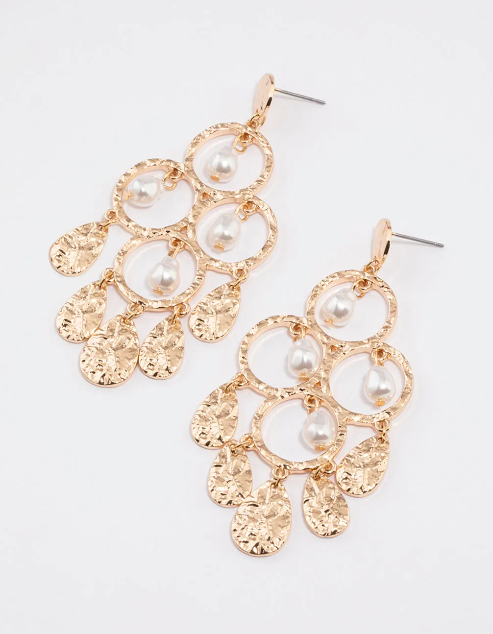 Gold Textured Chandelier Earrings