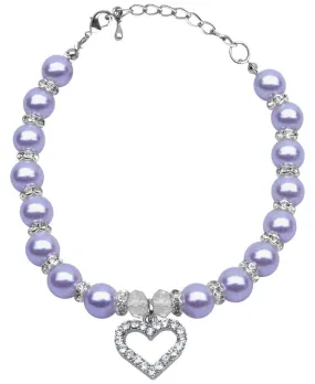 Heart and Pearl Necklace Lavender Lg (10-12)