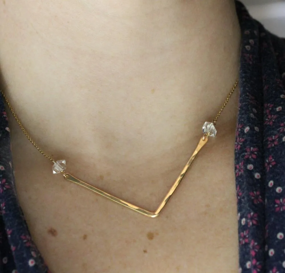 Herkimer V Necklace in Gold