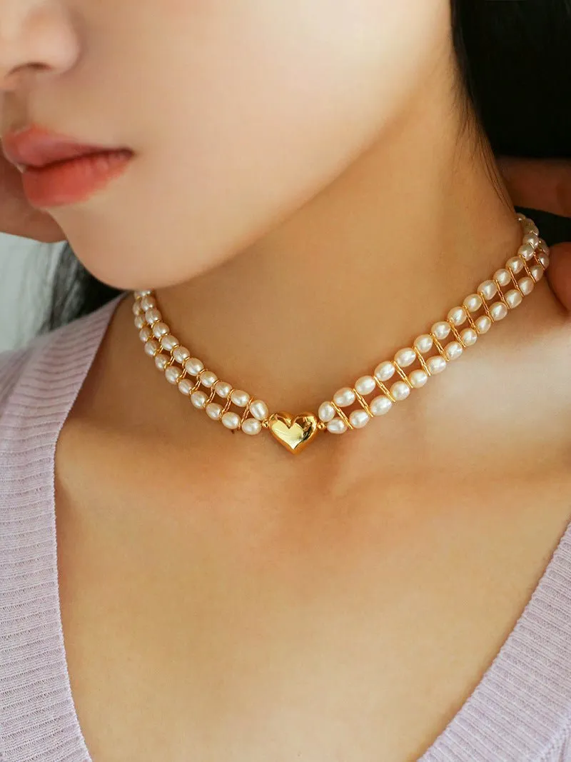 Love Choker Vintage Double Strand Pearls