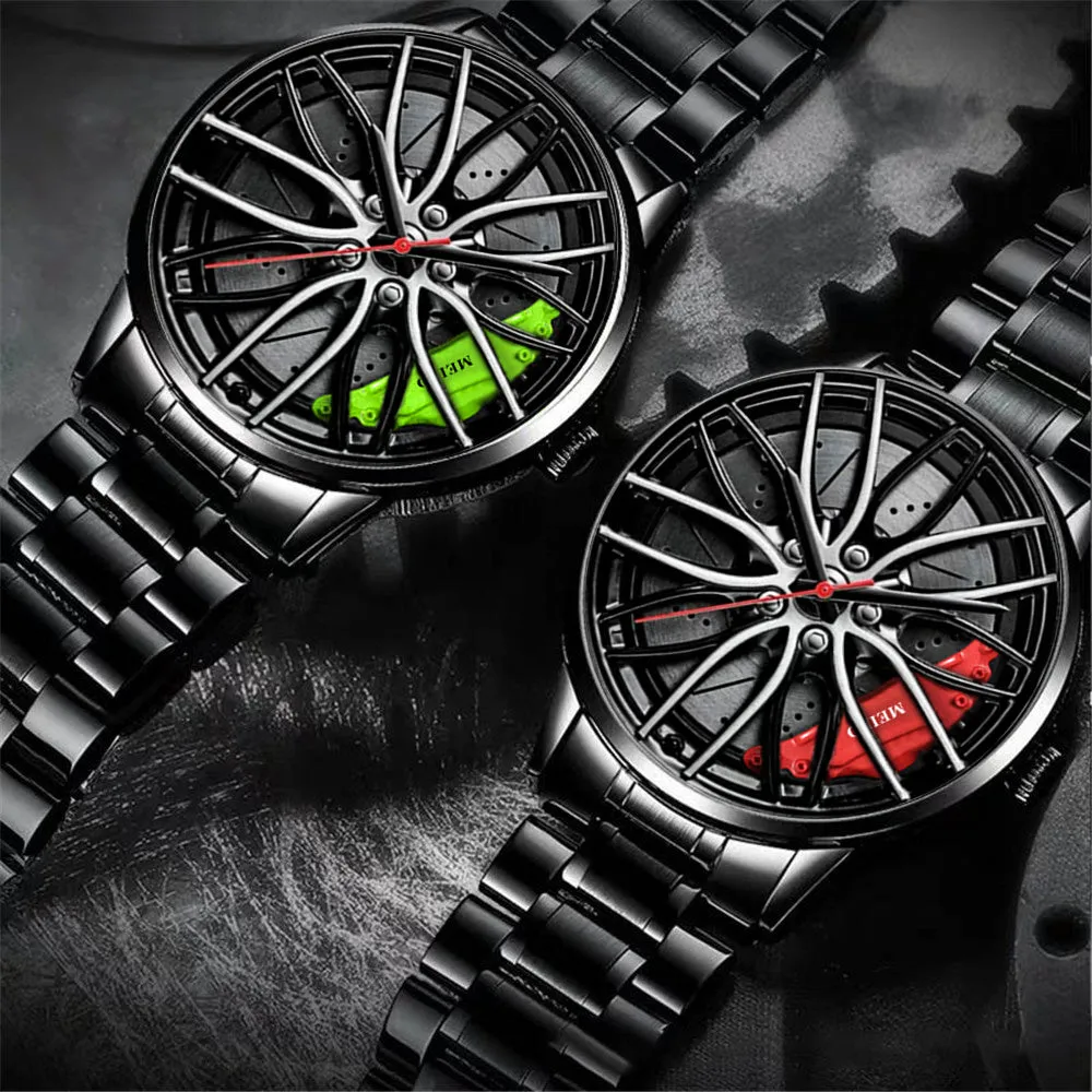 Mens Luxury Watches Sports Car Watches 3D Sport Rim Hub Wheel Wristwatch Car Quartz Men's Watches Creative Relogio Masculino