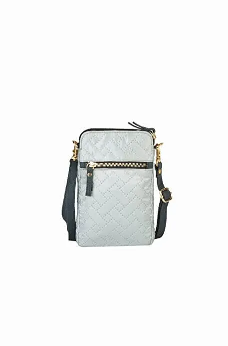 Mona B - Small Recycled Quilted Blue Polyester Messenger Crossbody Sling Bag with Stylish Design for Women: Sea Glass