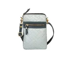 Mona B - Small Recycled Quilted Blue Polyester Messenger Crossbody Sling Bag with Stylish Design for Women: Sea Glass