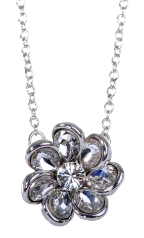 N7150 Rhodium Swarovski Renee Flower Pendant Necklace