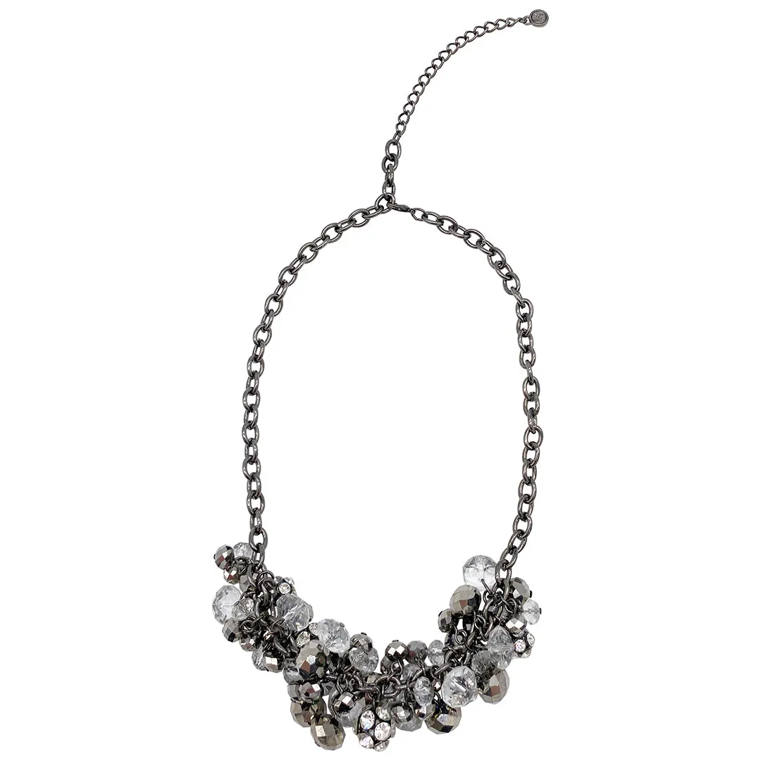 Oxidized Cluster Crystal Statement Necklace