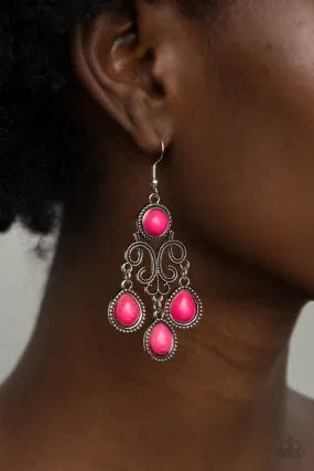 Paparazzi Earring ~ Canyon Chandelier - Pink