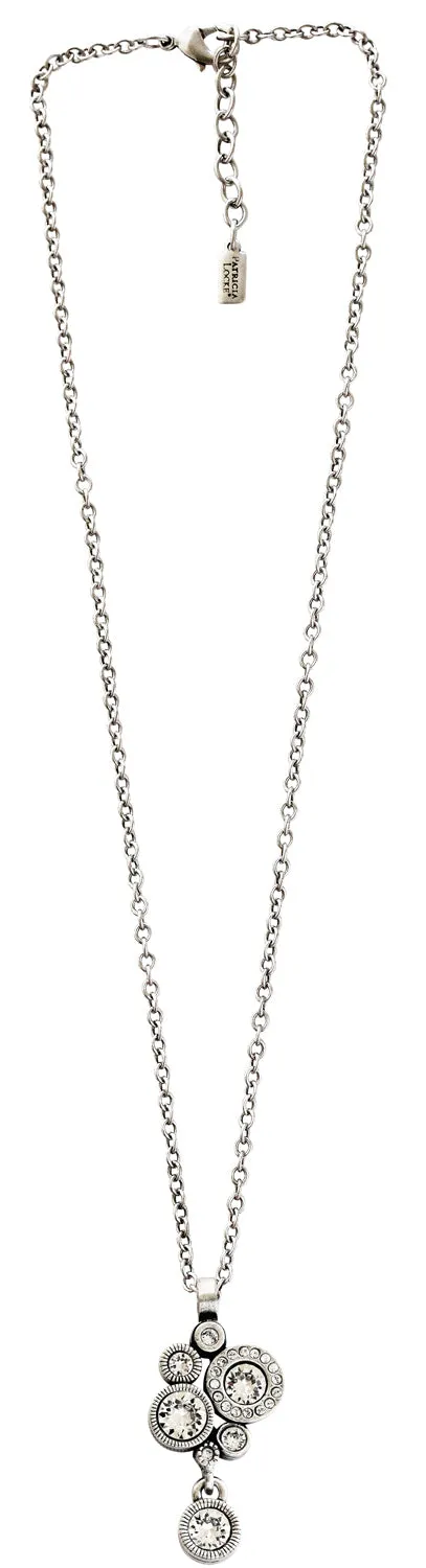 Patricia Locke Balancing Act Sterling Silver Plated Swarovski Round Mosaic Dangle Pendant Necklace, NK0521S All Crystal