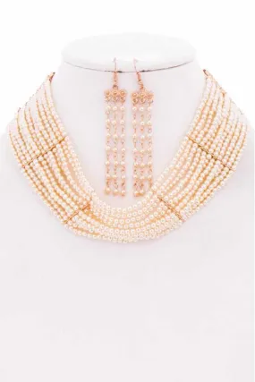 Pearl Choker And Earrings Set