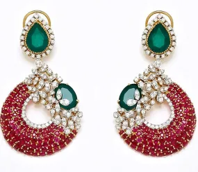 Regal | Crescent Rubies and Emerald Chandelier Earrings