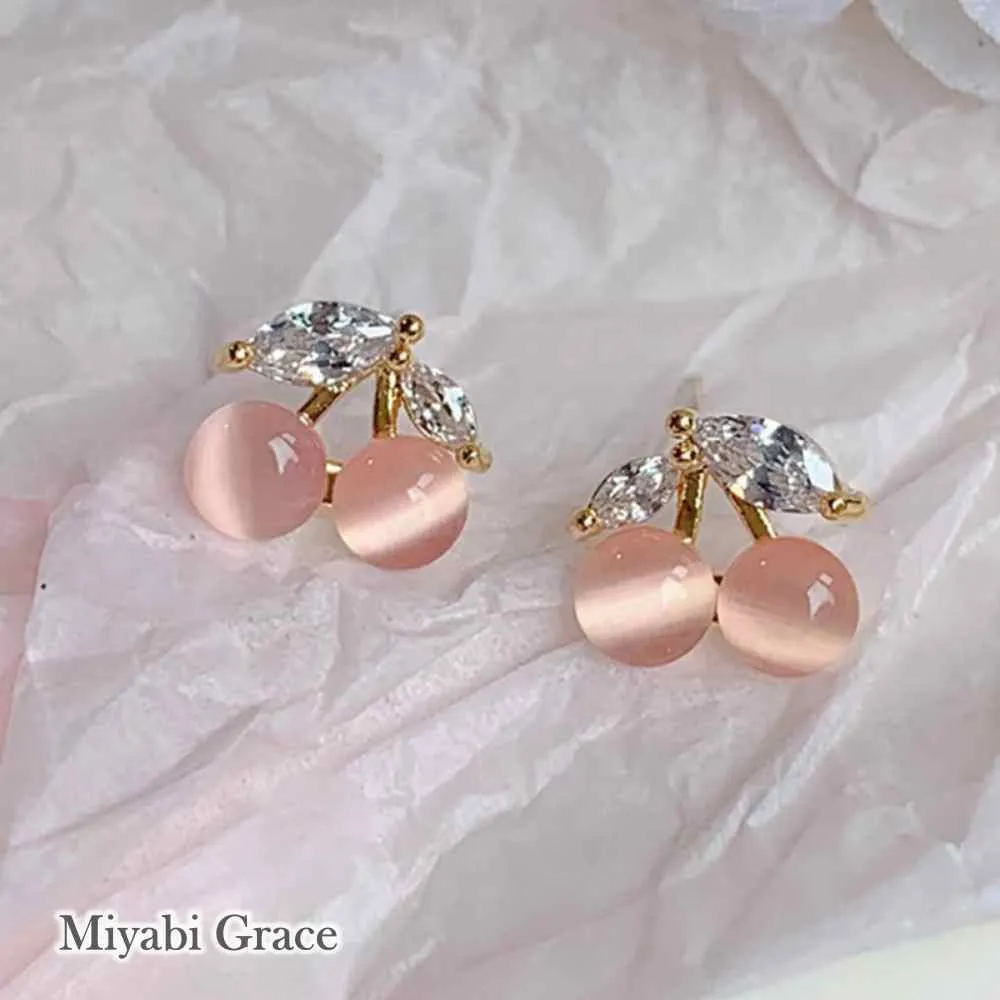 Rose Gold Pink Cherry Coil Clip On Earrings