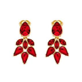 Ruby Crystal Statement Clip Earrings