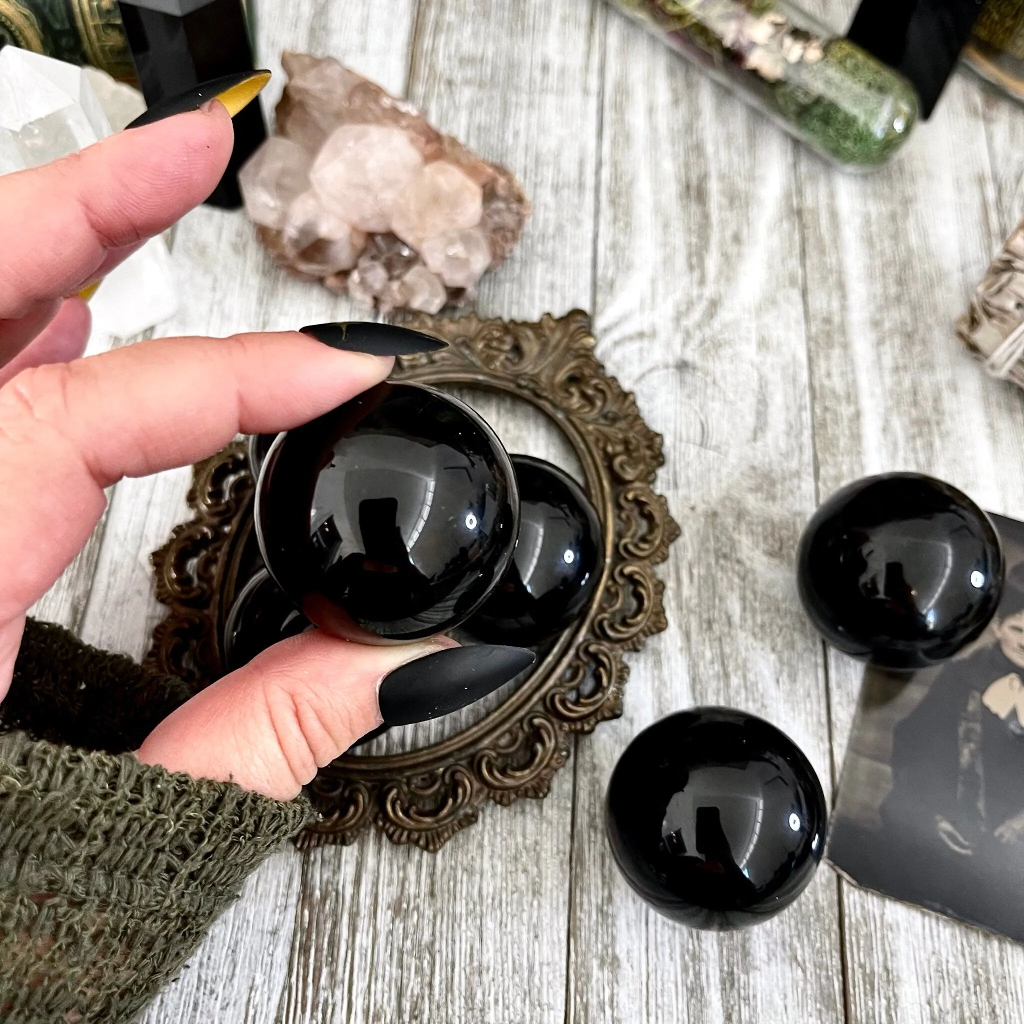 Small Black Obsidian Crystal Sphere / FoxlarkCrystals