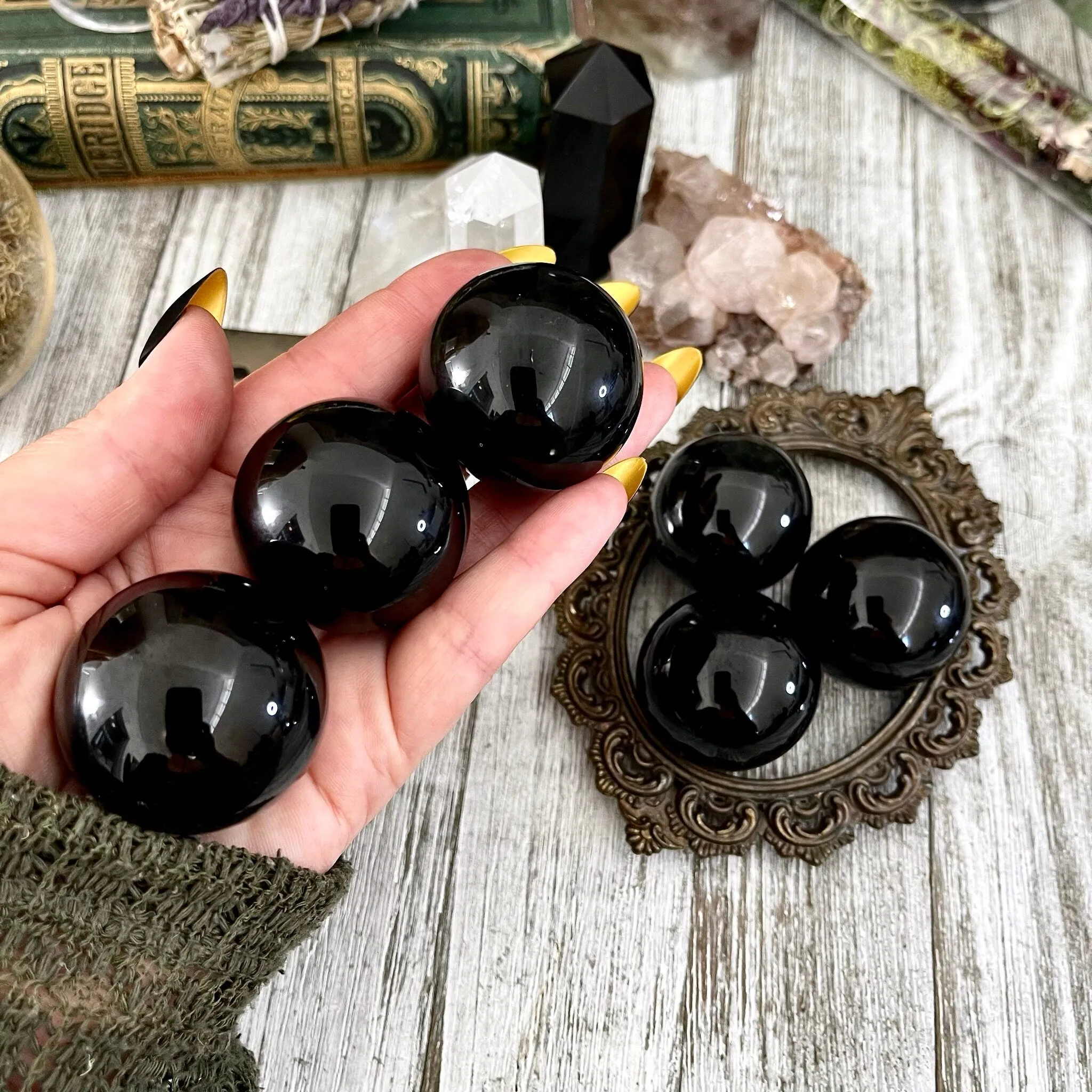 Small Black Obsidian Crystal Sphere / FoxlarkCrystals