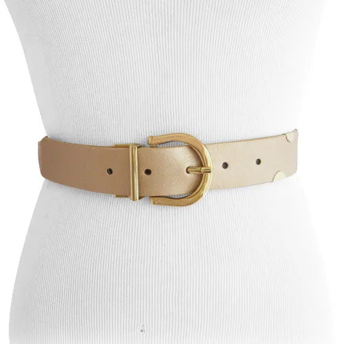 Steve Madden Reversible Shimmering Blush/Gold Metallic Accent Belt