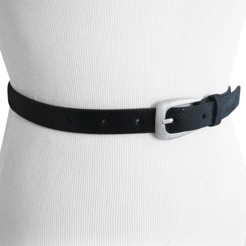 Thin Genuine Leather Patterned Black women's Belt