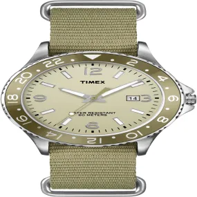 Timex Men's Ameritus Sport Silver-tone Watch With Green Nylon Band