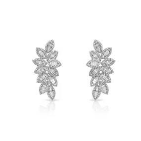 Vivian 6 Carat Combine Mixed Shape Diamond Chandelier Earrings for Ladies in 14kt White Gold