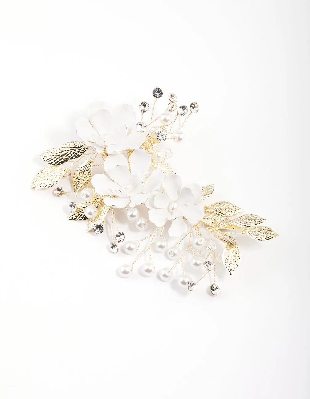 White Flower Crystal Clip