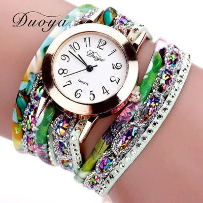 Women Watches Bracelet watch reloj mujer 2017 Luxury Famous Brands Quartz Dress Gift Flower Crystal Clock